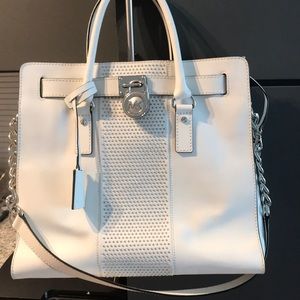 White with Silver Trim Michael Kors Bag